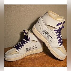 Off-White x Nike White and Purple High-Top Sneakers size 7 🏀🥎